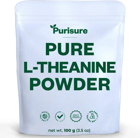 L-Theanine Powder, 100 G, Pure L Theanine Powder That Promotes Relaxation and Focus, L-Theanine Supplement for Cognitive Function, No Fillers, Non-Gmo, 1000 Servings