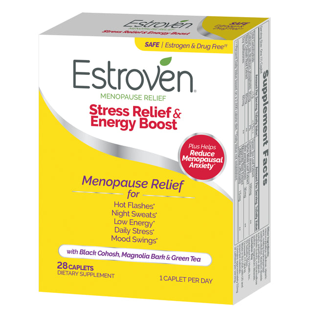 Estroven Stress Relief and Energy Boost for Menopause Relief Caplets, 28 Count