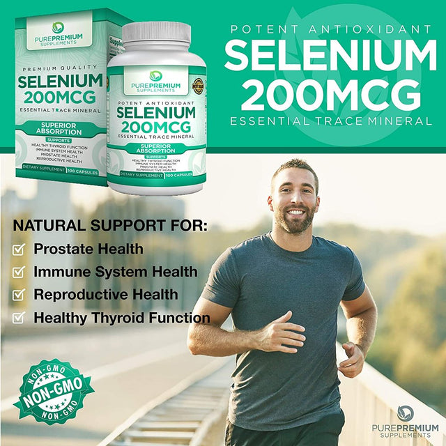 Selenium by Purepremium Supplements - Maximum Strength - Non-Gmo - 200Mcg, 100 Capsules