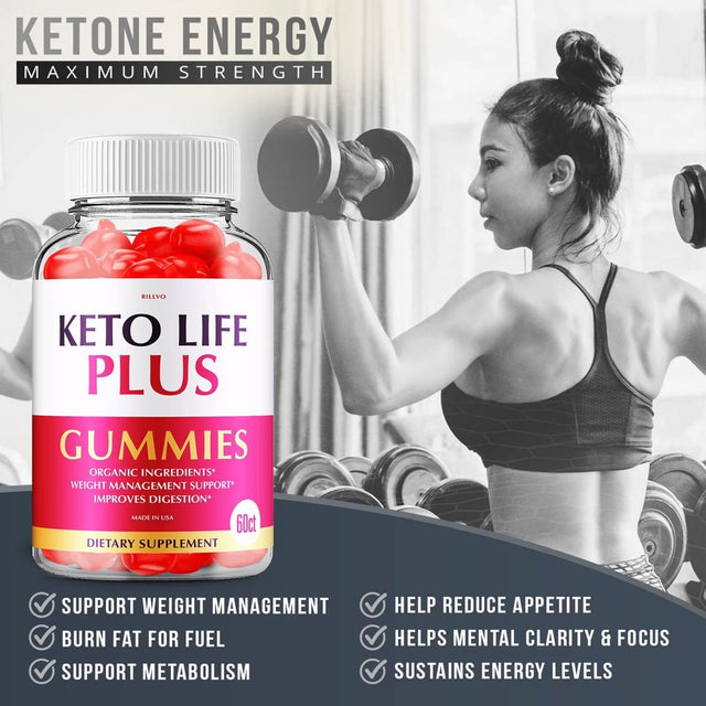 Keto Life + Gummies - Advanced Formula Keto Life plus ACV Gummies Keto Gummies with Apple Cider Vinegar Dietary Supplement 60 Gummies