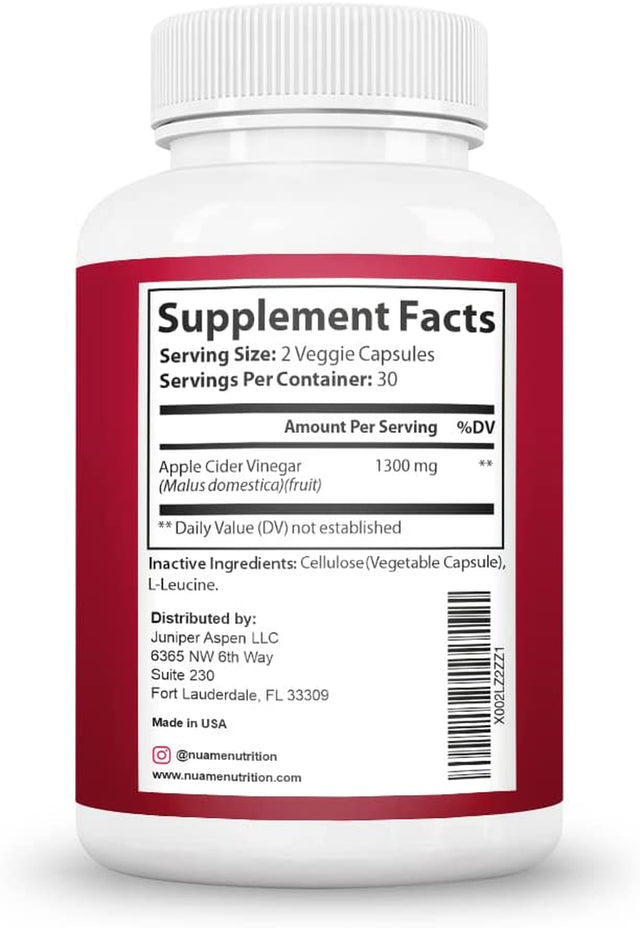 Apple Cider Vinegar Capsules, Weight Loss Appetite Suppressant Pills, ACV Supplement, Extra Strength 1300Mg per Serving, All Natural, Non-Gmo, Vegan Diet Metabolism Booster