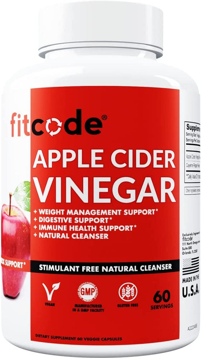 Extra Strength Apple Cider Vinegar Pills, 500Mg, Natural Digestion, Detox, & Immune Support Apple Cider Powder with Cayenne Pepper for Enhanced Cleansing & Weight Loss Support, 60 Capsules