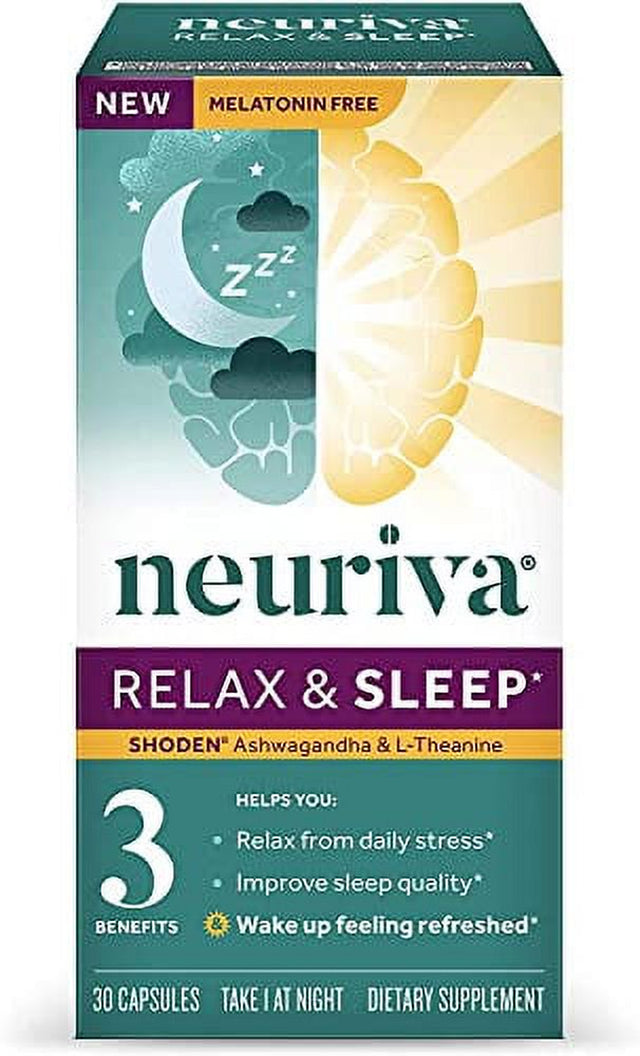 Neuriva Relax & Sleep Melatonin Free Sleep Support with L-Theanine and Ashwagandha", "Nightly Sleep Support, Helps You Fall Asleep Faster so You Wake up Feeling Refreshed*, 2 Pack