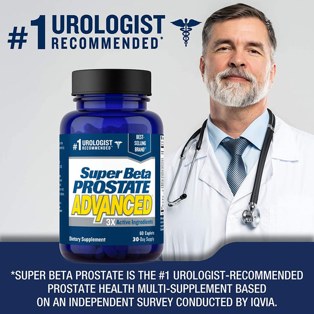 Super Beta Prostate Advanced Prostate Supplement for Men – Reduce Bathroom Trips, Promote Sleep, Support Urinary Health & Bladder Emptying. Beta Sitosterol Not Saw Palmetto. (60 Caplets, 1-Bottle)