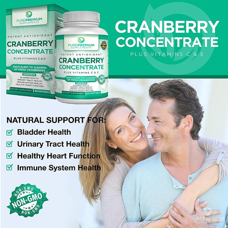 Cranberry Pills by Purepremium Supplements - Maximum Potency Cranberry Concentrate - Non-Gmo, 60 Softgels