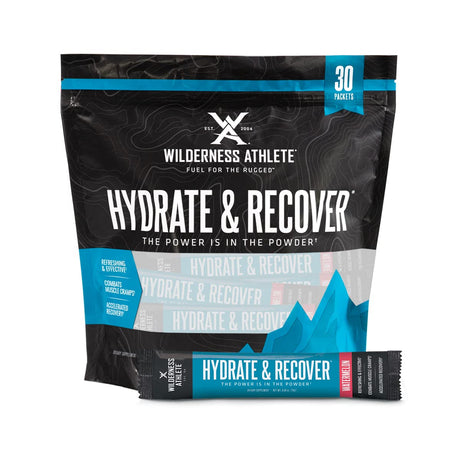 Wilderness Athlete - Hydrate & Recover | Liquid Hydration Packets Electrolyte Drink Mix - Recover Faster with Bcaas - 30 Single Serving Hydrate Packets (Watermelon)