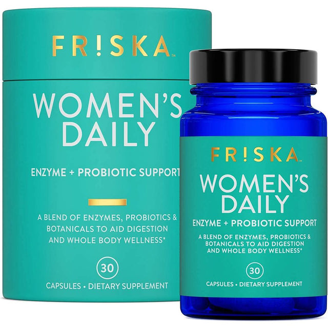 FRISKA Womens Daily Digestive Enzyme and Probiotics Supplement, Natural Support for Female Digestion, Immune and Urinary Health, 30 Capsules