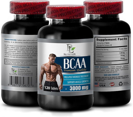 Muscle Growth Dietary Supplement Capsules - BCAA 3000 MG PRE & POST WORKOUT RECOVERY - PREMIUM QUALITY - Bcaas Amino Acids - Bcaa Pills - Bcaa Pills for Men - Bcaa Supplement - Bcaa - 1B 120 Tablets