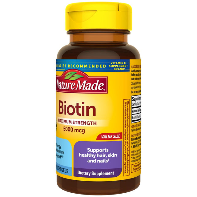 Nature Made Maximum Strength Biotin 5000 Mcg Softgels, 120 Count