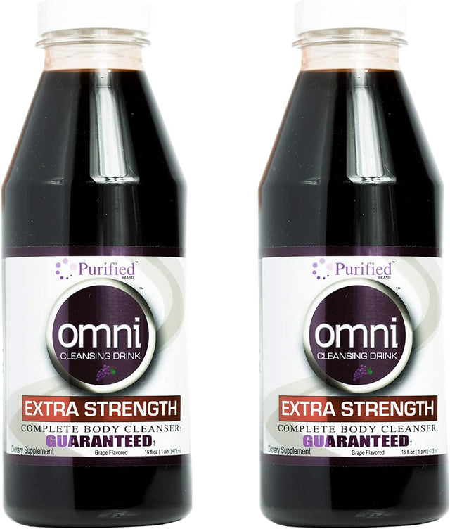 Omni Detox Cleanse Drink - Full Body Detox Juice - Grape Flavor - 100% Naturally Formulated Whole Body Detox System - Quick Body Cleanse Enriched with Vitamins & Minerals, 16 Oz - Two Pack