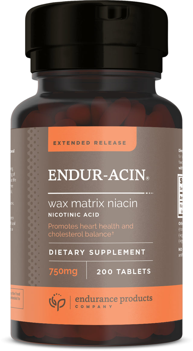 Endurance Products ENDUR-ACIN 750Mg Niacin - Extended Release for Optimal Absorption & Low-Flush Vitamin B3, 200 Tablets - Non-Gmo, Vegan, Gluten Free Company