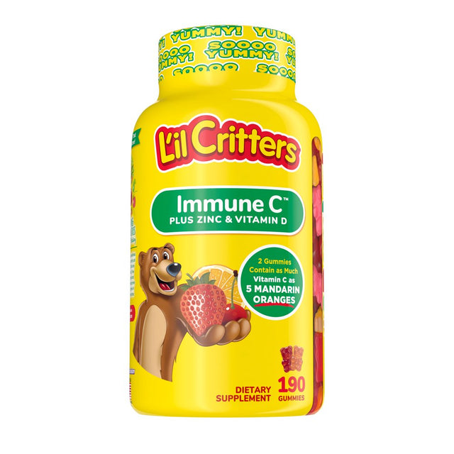 L'Il Critters Immune C Kids Gummy Vitamin Supplement, Fruit Flavored, 190 Count