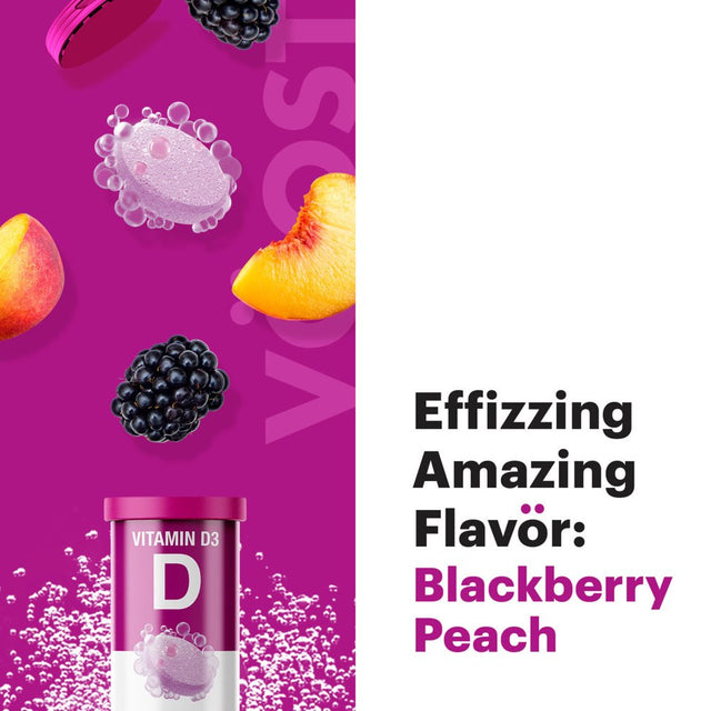 Voost Vitamin D Vitamin Supplement, Effervescent Vitamin Drink Tablet, Blackberry Peach, 20 Ct