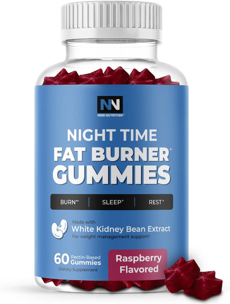 Night Time Fat Burner Gummies, Weight Loss & Sleep Support Supplement | Slimming Hunger Suppressant & Metabolism Booster, Shred Belly Fat While You Sleep | Nighttime Diet Gummies for Women & Men 60Ct