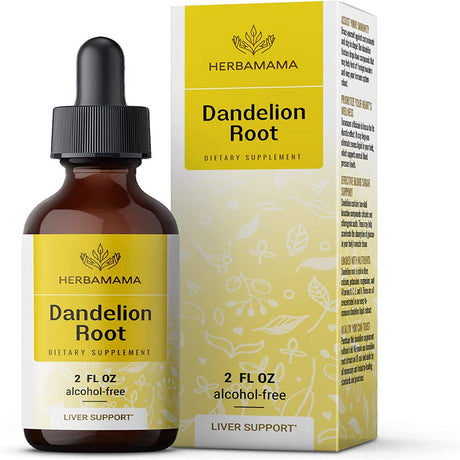 HERBAMAMA Dandelion Root Liquid Extract 2 Fl Oz- Organic Tincture for Immune Support