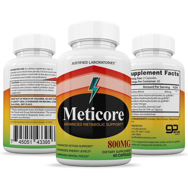 (2 Pack) Meticore Keto Pills Ketogenic Supplement Includes Gobhb Apple Cider Vinegar Macadamia Nut Oil and Green Tea Advanced Ketosis Support for Men Women 120 Capsules