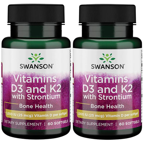 Swanson Vitamins D3 and K2 with Strontium 60 Sgels 2 Pack