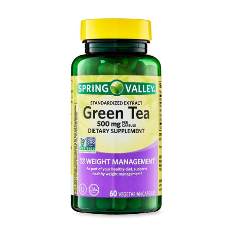 Spring Valley Green Tea Extract Vegetarian Capsules, 500 Mg, 60 Count