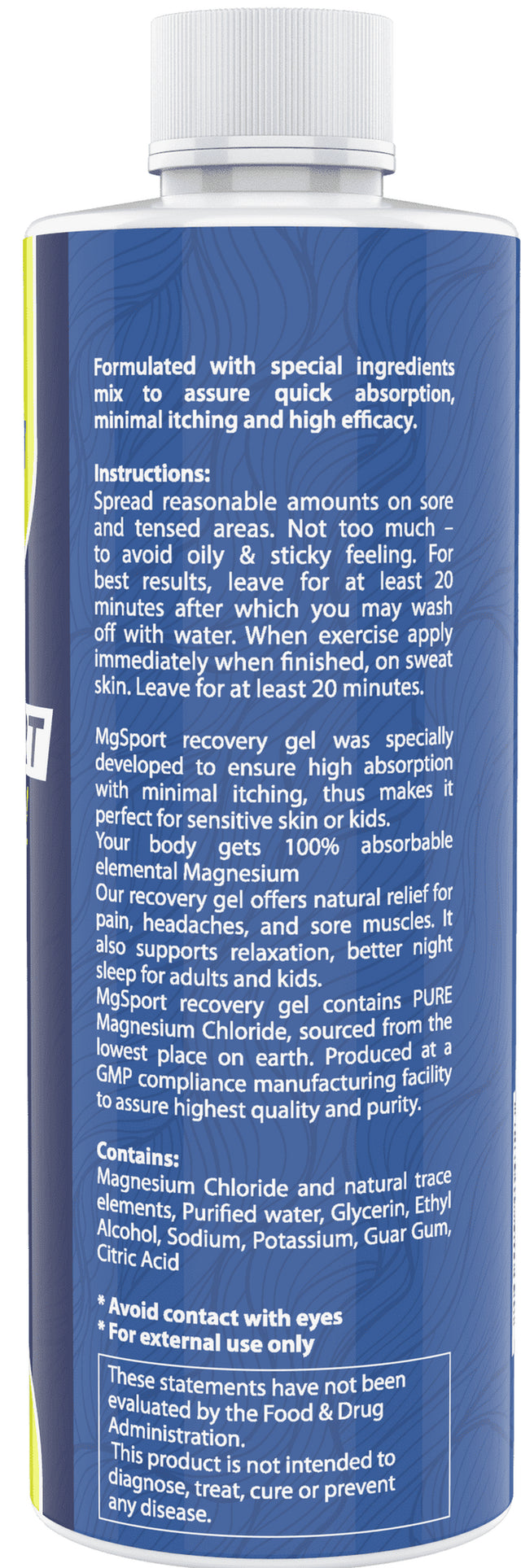 High Absorption Magnesium Gel for Leg Cramps - 7 Oz. Topical Muscle Recovery Rub - Less Sting than Magnesium Oil