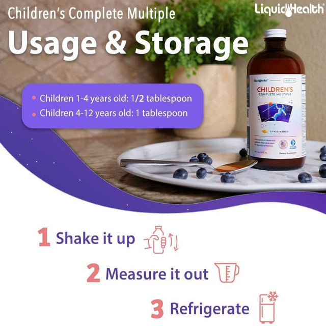 LIQUIDHEALTH Children’S Complete Vitamin C Multivitamin Liquid Vitamins for Kids, 16 Fl Oz