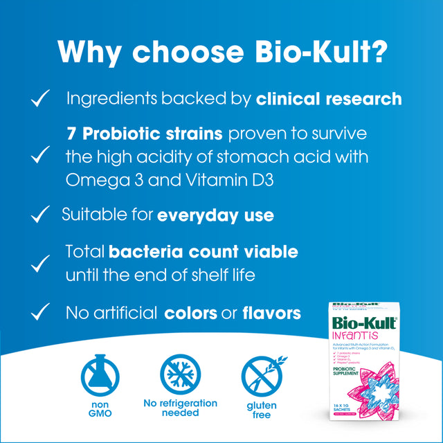 Bio-Kult Infantis Gut Health Probiotic Supplement for Kids, 16 Sachets