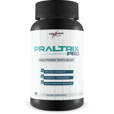 Praltrix Pro Male Power Testo Blast by Pure Primal Pills - Feel Alpha Power and Endurance with a Natural Testosterone Booster - Herbal Power Formula - Increase Muscle - TRT - 30 Servings