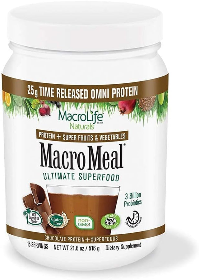 Macromeal Omni Superfood Powder to the People Bundle - Time-Release Protein Blend, Greens, Digestive Enzymes, Fiber, Energy, 1 Chocolate X 18.5Oz (15 Servings) + 1 Vanilla X 18.5Oz (15 Servings)