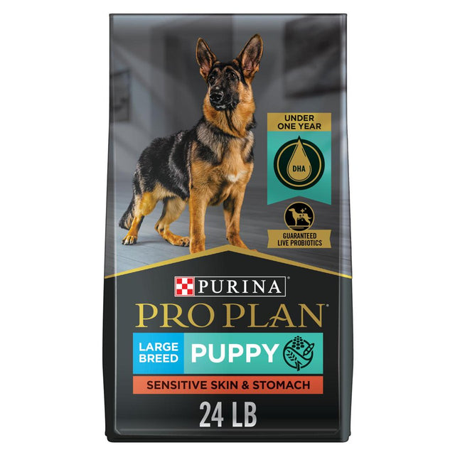 Purina Pro Plan Sensitive Skin and Stomach Large Breed Puppy Food with Probiotics, Salmon & Rice Formula, 24 Lb. Bag