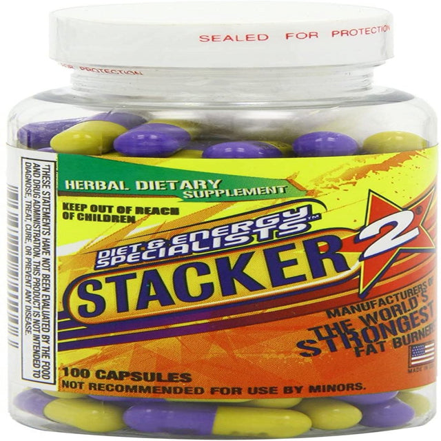 Stacker 2 Fat Burner Capsules 100 Ct | Ephedra Free Energy Supplements | Diet Pills Fat Burners for Weight Loss | Appetite Suppressant for Weight Loss | Metabolism Booster | Natural Energy Supplement