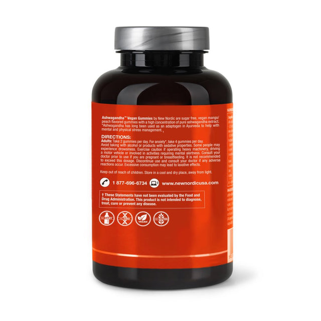 New Nordic Ashwagandha Gummy Supplement | Increase Energy & Resistance to Stress | 60 Gummies