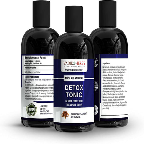 Detox Tonic-Cleanse Detox Drink, Ultimate Body Detox for Men and Women 10 Oz. , Liver Cleanse, Extra Strength Detoxification by Vadik Herbs | Fast Acting Liquid Form