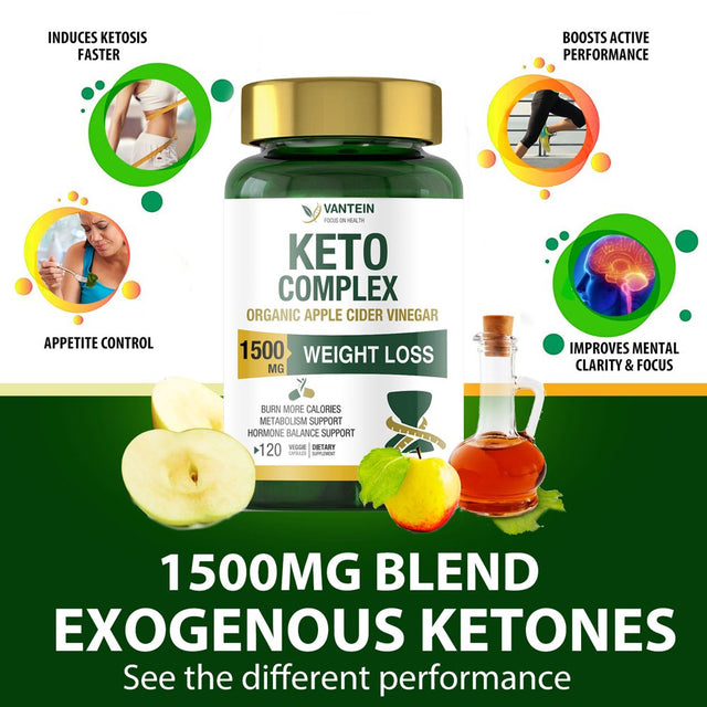 Keto Pills, 1500Mg/120 Capsules Weight Loss & Fat Burner Supplement Formula Keto Burn Diet Pills,Women Men Appetite Suppressant Increases Energy Support