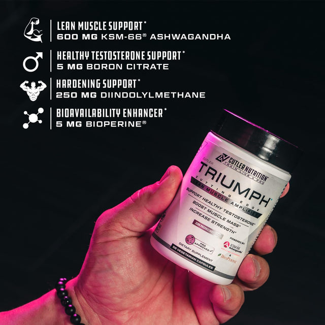 TRIUMPH Testosterone Booster for Men: Best Test Booster and Estrogen Blocker for Men with DIM, KSM 66 Ashwagandha, and Boron Citrate, Build Natural Lean Muscle Mass and Strength, 56 Veggie Capsules