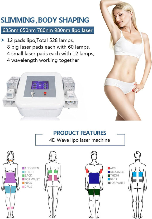 528 Diodes Cold Lipolaser Professional Lipo Laser Machine Lipolaser 4D for Super Lose Weight,Skin Tightening, Body Shape,Weight Loss,Slimming,Reduce Fat