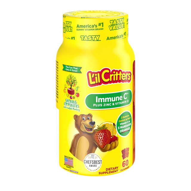 L'Il Critters Gummies Immune C plus Zinc & Vitamin D 60 Each (Pack of 2)