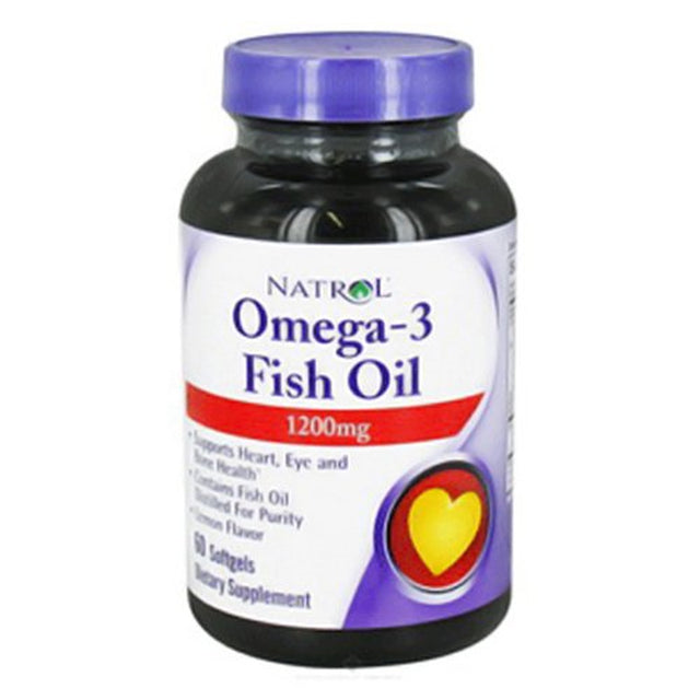 Natrol Omega 3 Fish Oil 1200Mg Softgels, Lemon - 60 Ea, 3 Pack