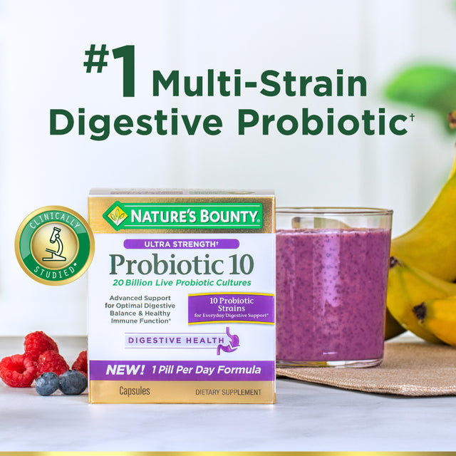 Nature'S Bounty Ultra Strength Probiotic 10, Digestive Health and Immune Support Capsules, 30 Ct