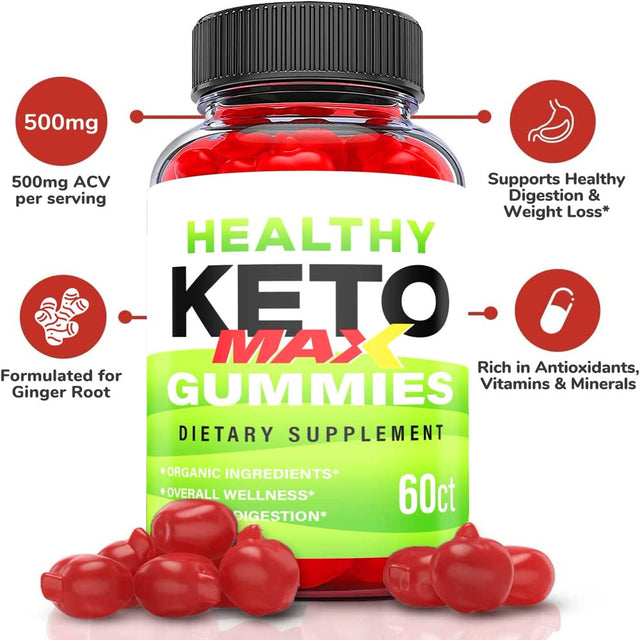 (1 Pack) Healthy Max Keto ACV Gummies - Supplement for Weight Loss - Energy & Focus Boosting Dietary Supplements for Weight Management & Metabolism - Fat Burn - 60 Gummies