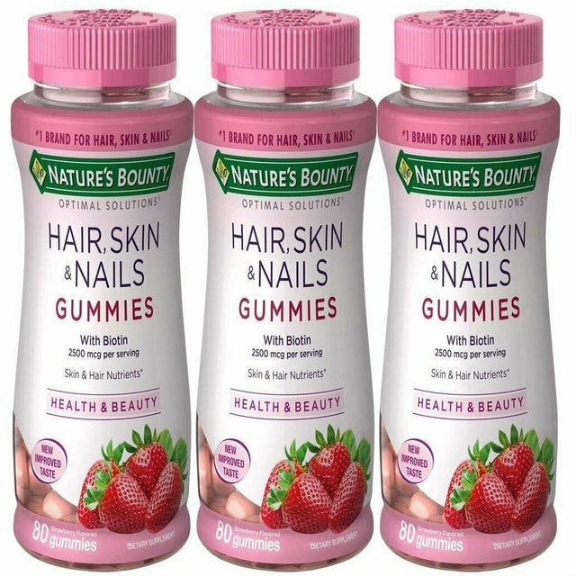 Nature'S Br& Bounty Optimal Solutions Hair Skin Nails Gummies 80 Ct 3 Pack