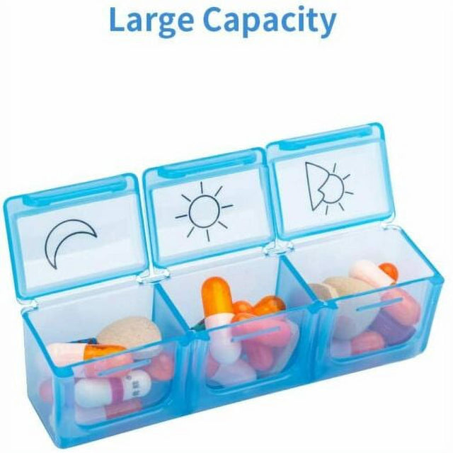 Pill Box 7 Day, Weekly Pill Organizer 3 Times a Day, Including 7 Individual Daily Pill Cases, Portable Travel Medicine Organizer for Holding Medication/Vitamin/Fish Oil/Supplements, BPA Free