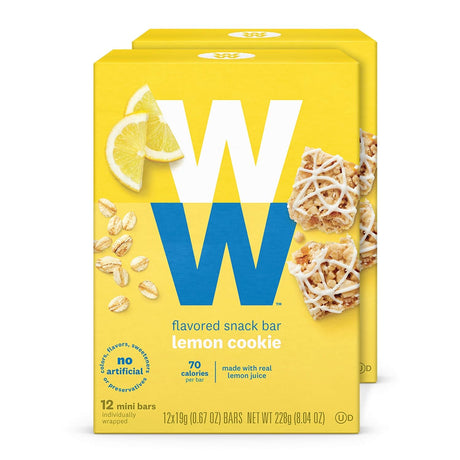 Discontinued: Lemon Cookie Mini Bar - High Protein Snack Bar, 2 Smartpoints - 2 Boxes (24 Count Total) - Weight Watchers Reimagined