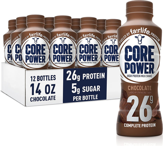 Core Power Fairlife 26G Protein Milk Shakes, Liquid Ready to Drink for Workout Recovery, Chocolate, 14 Fl Oz Bottle (Pack of 12)