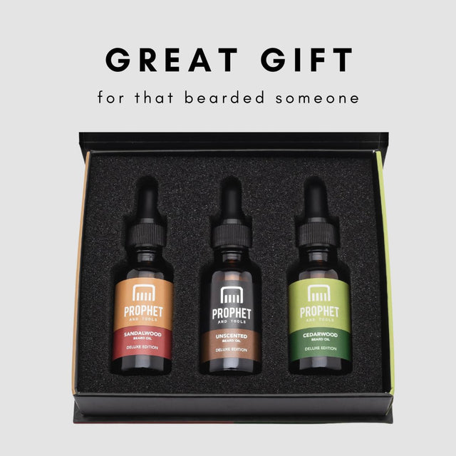 3 Masculine Scented Beard Oils Set [DELUXE EDITION] - Sandalwood, Cedarwood and Unscented, Smells Attractive - Moisturizes, Treats Split Ends, Reduces Skin Irritation & More -, All Natural