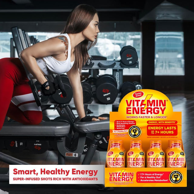 Vitamin Energy Extra Strength Energy Drink Shots | Natural Nutrients to Energize & Support Immune System | Sugar & Carb-Free | Immunity Formula | up to 7+ Hours | Orange Burst- 1.93 Fl Oz- Pack of 24