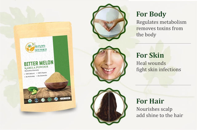 Bitter Melon Powder| Karela Powder | Momordica Charantia | Blood Purifier 100% Organic Non GMO | Gluten Free | Promotes Healthy Lifestyle