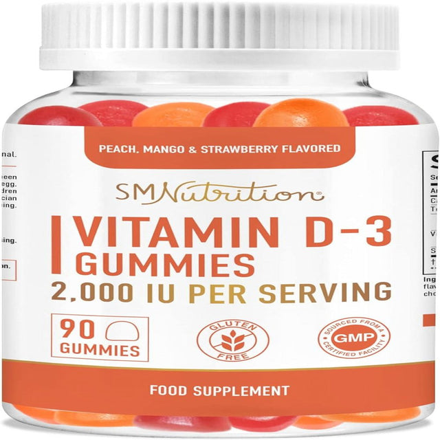 SM Nutrition Vitamin D3 2000 IU Gummies | Bone, Mood, and Immunity Support | 90 Gummies