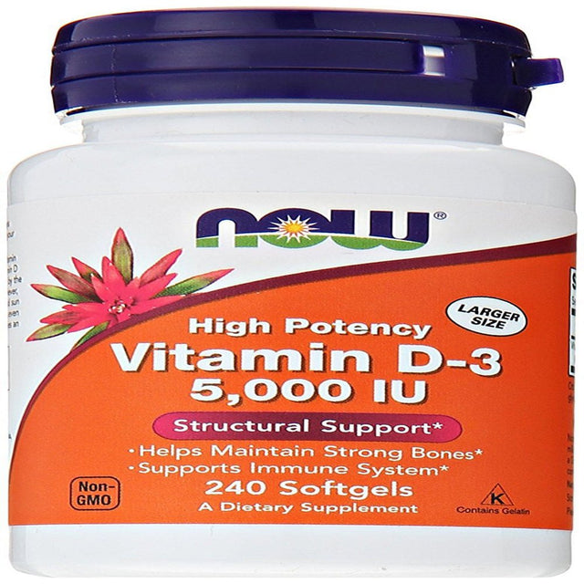 Now Foods - Vitamin D3 5000 IU 240 Softgels (Pack of 2)