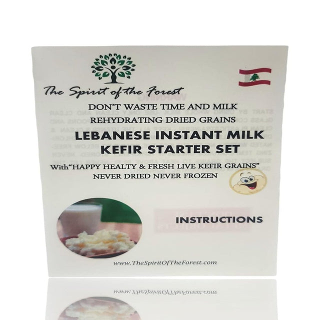 Original Milk Kefir Lebanese Starter COMPLETE SET W/ Grains - Active Probiotic Starter Cultures Easy Care Culture Bulgaros De Leche Reusable NO Loss of Nutrients Natural, Non GMO, Gluten Free Homemade