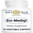 Bio-Tech Pharmacal B12-Methyl, 100 Vegetarian Capsules – All-Natural Supplement – Supports Cognitive Function, Sleep, Cardiovascular, & Nervous System Health – No Dairy, Fish, Gluten, Peanut,