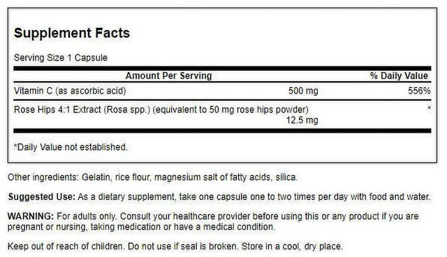 Swanson C-500 - Vitamin C with Rose Hips 500 Mg 100 Caps 3 Pack